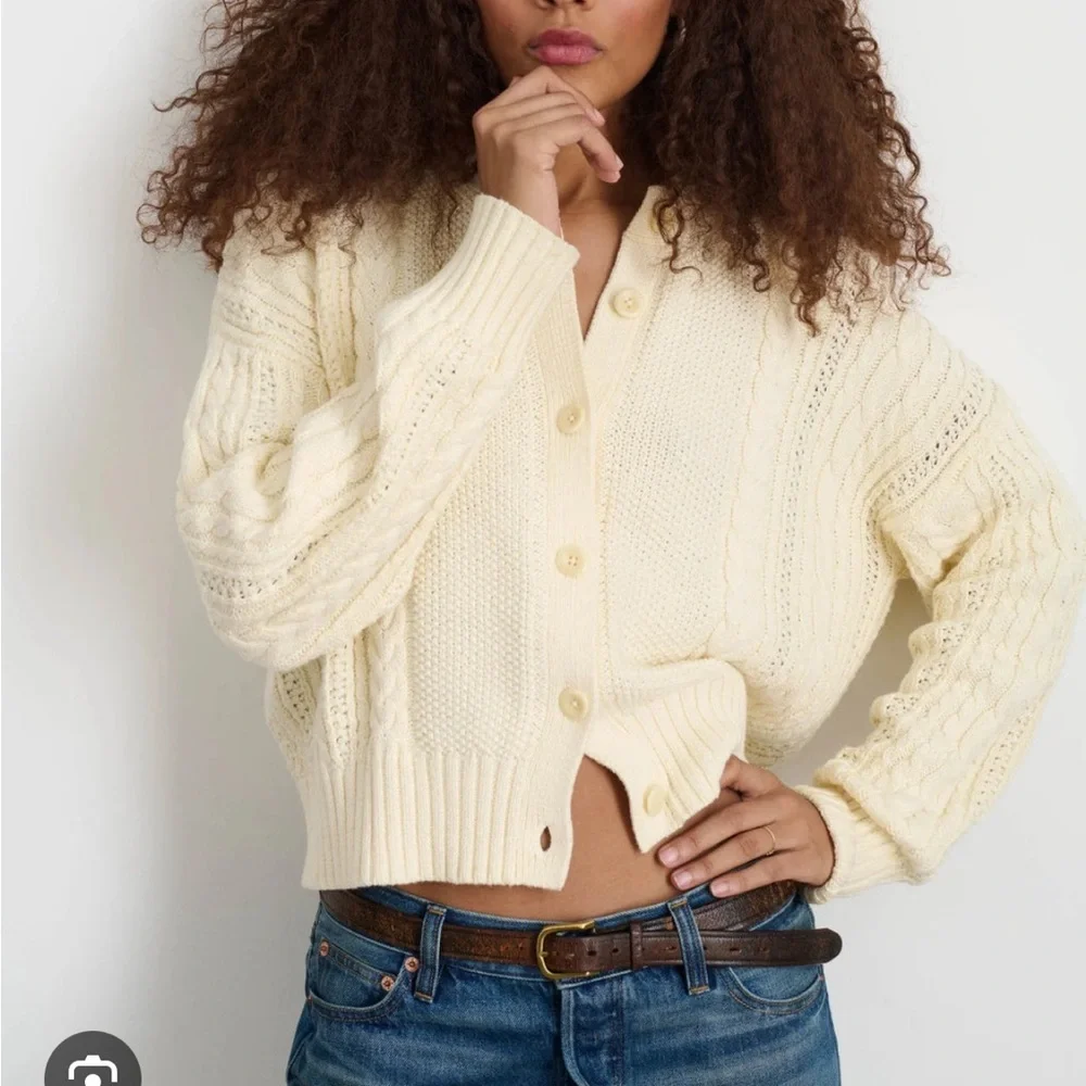 Alex Mill Cotton Nico Cable Knit Cardigan - Picture 2 of 5